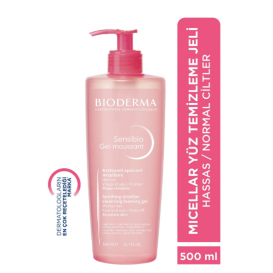 Bioderma Sensibio Foaming Gel Hassas ve Normal Ciltler Durulanan Micellar Yüz Temizleme Jeli 500 ml