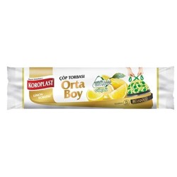 Koroplast Ekstra Güçlü Büzgülü Çöp Poşeti Orta Boy 55 X 60 cm 15 Adet - Limon